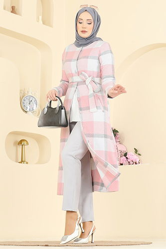 moda selvim Overcoat 24088UKBK1160 Powder - Thumbnail