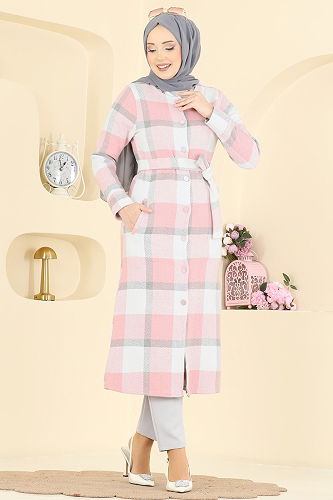 moda selvim Overcoat 24088UKBK1160 Powder - Thumbnail