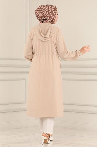 moda selvim Overcoat 2480SVT808 Stone - Thumbnail