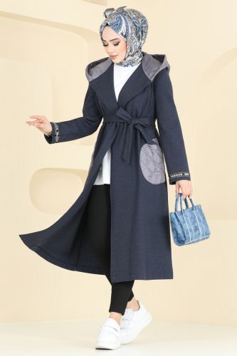 moda selvim Overcoat 2576SL432 Navy Blue - Thumbnail