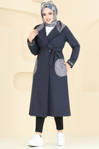 moda selvim Overcoat 2576SL432 Navy Blue - Thumbnail