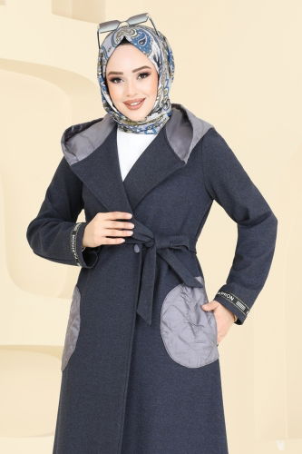 moda selvim Overcoat 2576SL432 Navy Blue - Thumbnail