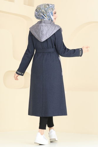 moda selvim Overcoat 2576SL432 Navy Blue - Thumbnail