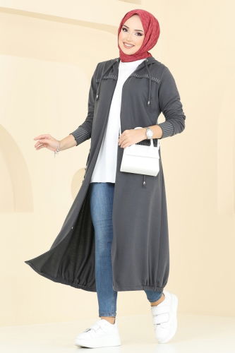 moda selvim Overcoat 2589SL432 Anthracite - Thumbnail