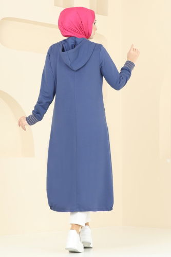 moda selvim Overcoat 2589SL432 Indigo - Thumbnail