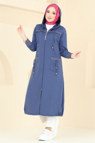 moda selvim Overcoat 2589SL432 Indigo - Thumbnail