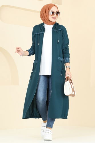 moda selvim Overcoat 2589SL432 Petroleum - Thumbnail