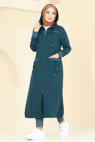 moda selvim Overcoat 2589SL432 Petroleum - Thumbnail