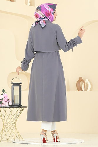 moda selvim Overcoat 2740SL432 Gray - Thumbnail