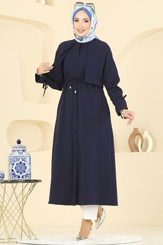 moda selvim Overcoat 2740SL432 Navy Blue - Thumbnail