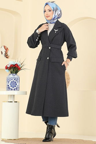 moda selvim Overcoat 2755SL432 Anthracite - Thumbnail