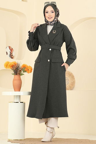 moda selvim Overcoat 2755SL432 Khaki - Thumbnail