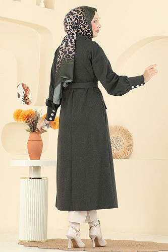 moda selvim Overcoat 2755SL432 Khaki - Thumbnail