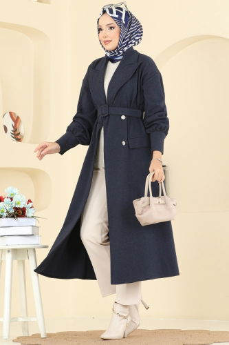 S.L. - Overcoat 2755SL432 Navy Blue