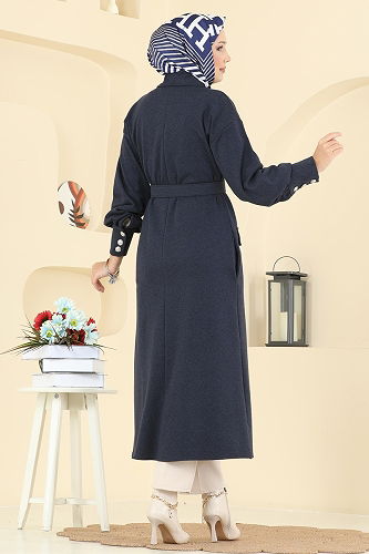 moda selvim Overcoat 2755SL432 Navy Blue - Thumbnail