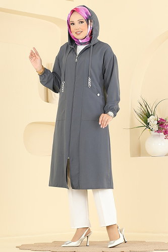 moda selvim Overcoat 2954SL432 Anthracite - Thumbnail
