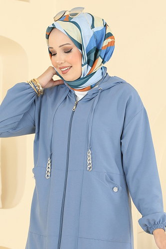 moda selvim Overcoat 2954SL432 Blue - Thumbnail