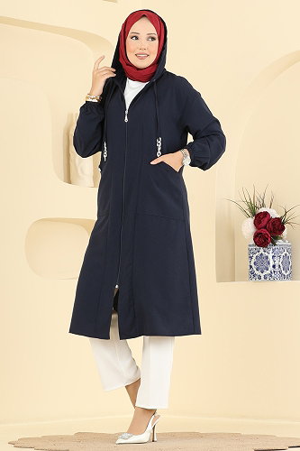 moda selvim Overcoat 2954SL432 Navy Blue - Thumbnail