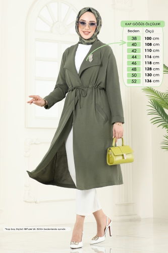 moda selvim Overcoat 3002BM387 Khaki - Thumbnail