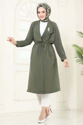 moda selvim Overcoat 3002BM387 Khaki - Thumbnail