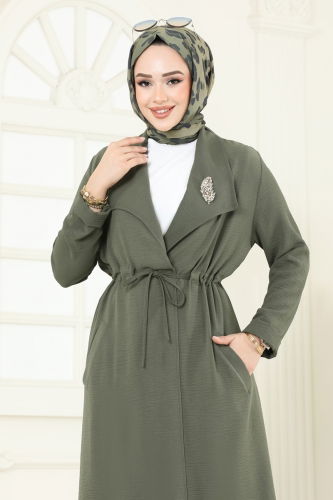 moda selvim Overcoat 3002BM387 Khaki - Thumbnail