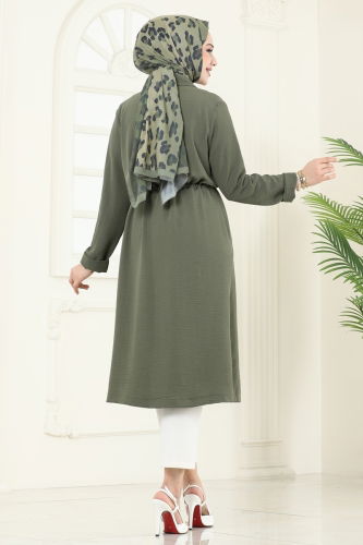 moda selvim Overcoat 3002BM387 Khaki - Thumbnail