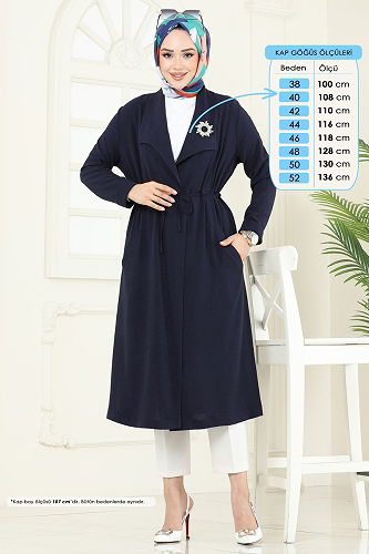 moda selvim Overcoat 3002BM387 Navy Blue - Thumbnail
