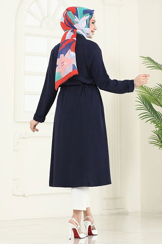 moda selvim Overcoat 3002BM387 Navy Blue - Thumbnail
