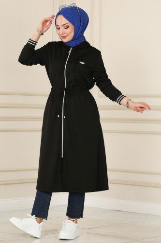 moda selvim 3023MNT741 اسود وسكري ملابس قصيره - Thumbnail