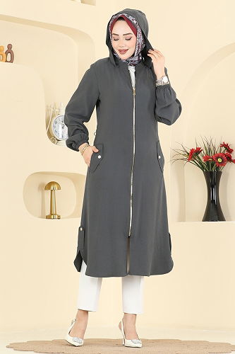 moda selvim Overcoat 3028DFL152 Anthracite - Thumbnail