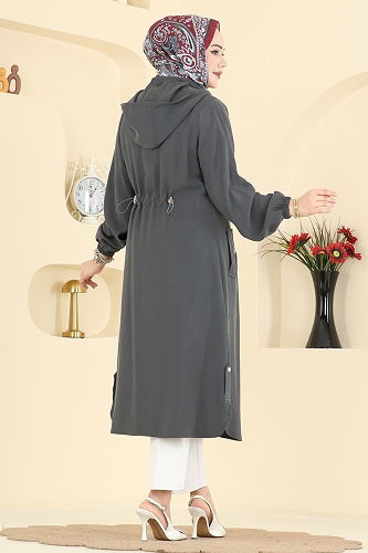 moda selvim Overcoat 3028DFL152 Anthracite - Thumbnail