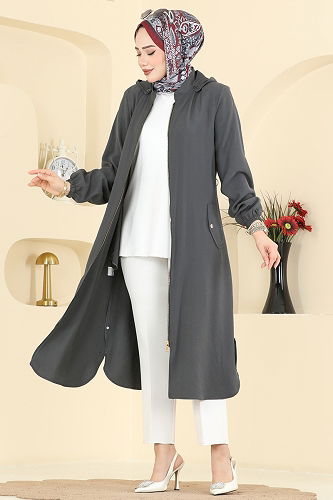 moda selvim كاب رمادي غامق 3028DFL152 - Thumbnail