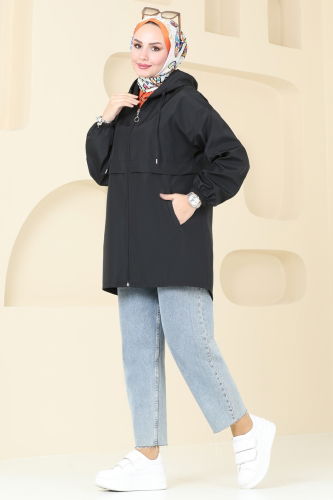 moda selvim Overcoat 3030KTR750 Black - Thumbnail