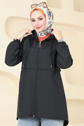 moda selvim Overcoat 3030KTR750 Black - Thumbnail