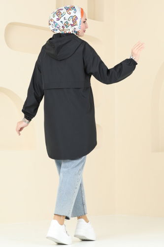 moda selvim Overcoat 3030KTR750 Black - Thumbnail