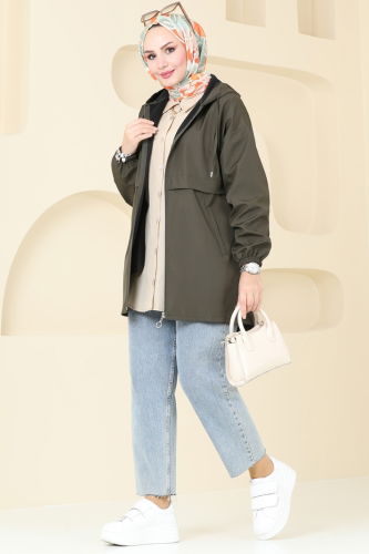 moda selvim Overcoat 3030KTR750 Khaki - Thumbnail