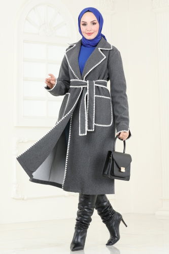 moda selvim Overcoat 3032KTR750 Anthracite - Thumbnail