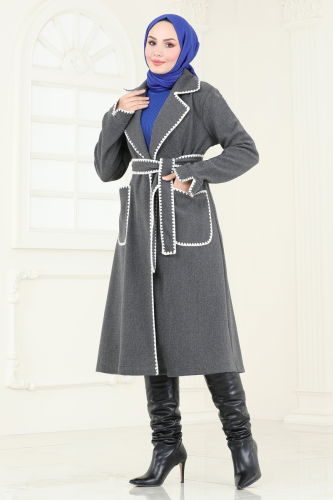 moda selvim Overcoat 3032KTR750 Anthracite - Thumbnail