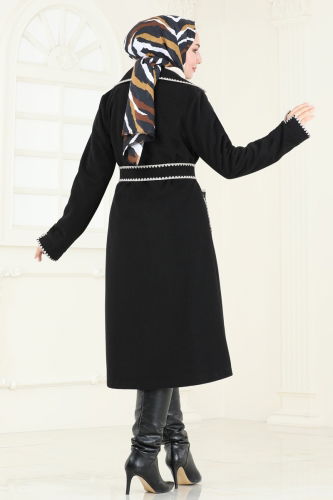 moda selvim Overcoat 3032KTR750 Black - Thumbnail