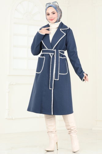 moda selvim Overcoat 3032KTR750 Navy Blue - Thumbnail