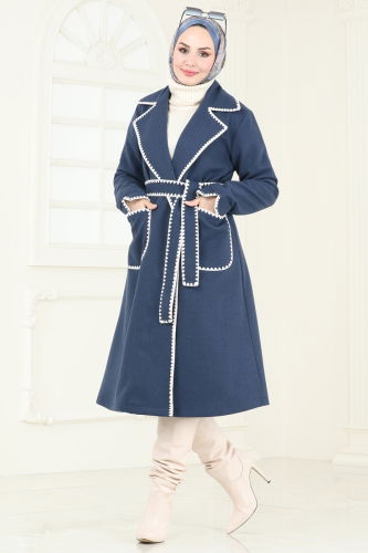 moda selvim Overcoat 3032KTR750 Navy Blue - Thumbnail