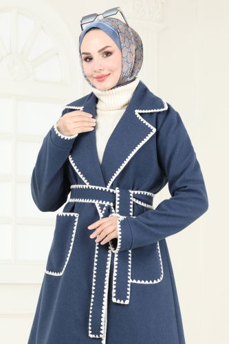 moda selvim Overcoat 3032KTR750 Navy Blue - Thumbnail