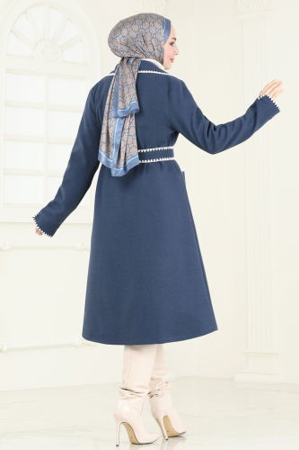 moda selvim Overcoat 3032KTR750 Navy Blue - Thumbnail