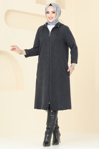 moda selvim Overcoat 3033KTR750 Black - Thumbnail