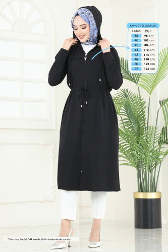 moda selvim Overcoat 3044KTR750 Black - Thumbnail