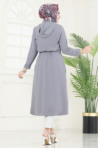 moda selvim Overcoat 3044KTR750 Gray - Thumbnail