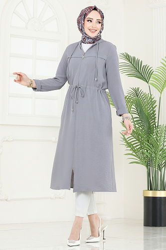 moda selvim Overcoat 3044KTR750 Gray - Thumbnail