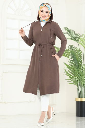 moda selvim Overcoat 3044KTR750 Light Brown - Thumbnail