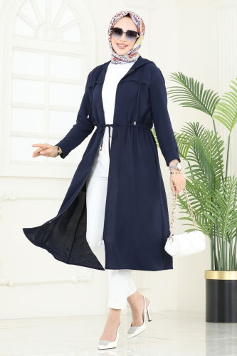 moda selvim Overcoat 3044KTR750 Navy Blue - Thumbnail