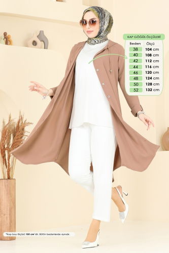 moda selvim Overcoat 3045KTR750 Biscuit - Thumbnail